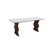 Maxson Walnut and White Ceramic Top Solid Timber Base Dining Table/180cm