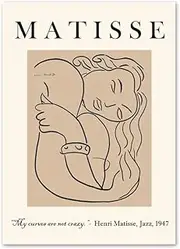 Beige Matisse Posters Abstract Woman Line Wall Art Matisse Prints Matisse Canvas Painting for Home Art Picture Matisse Decor 50x70cmx1 No Frame