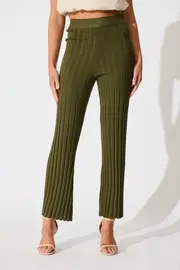 Soraya Knit Pant in Green Khaki S