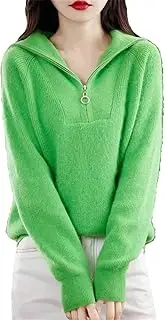 [Generic] Women Cashmere Sweater Pullover Casual Thick Soft Warm Knitwear Zipper Sweaters Clothing