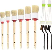 11 Pieces Car Cleaner Brush SetIncluding Natural Boar Hair Detail Brush (Set of 6) Auto Detailing Brush Set for Cleaning Weels Interior Exterior Leather and 2 pcs Automotive Air Conditione