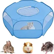 Small Animal Cage, Pet Playpen, Play Tent with Top Cover, Bedding Fence, Portable Pen for Hamster, Guinea Pig, Rabbit/Bunny, Puppy, Ferret, Rat, Cat, Chinchilla, Bearded Dragon, Hedgehog (Blue)