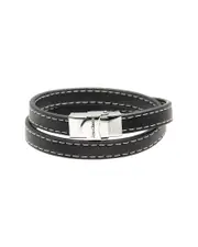 Jean Claude Stainless Steel Leather Wrap Bracelet