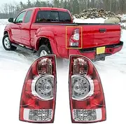Tail Light Assembly Compatible with 2005-2015 Toyota Tacoma Left Driver and Right Passenger Side LED Tail Light Rear Lamp Automotive Replacement Parts with Harness and Bulbs 8156004160 8155004160