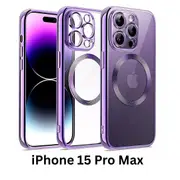 Shockproof Case Slim MagSafe Plating For iPhone 15 Pro Max Purple