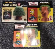 Chia Bart Simpson 02' 03' Chia Tree w Star Light 2008 Handmade Decor Planter LOT