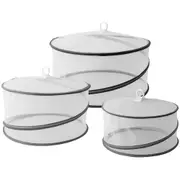 3pc Pop Up Food Dish Covers Kitchen Insect/Dirt Protection Mesh Set w/ Handle