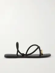 [Emme Parsons] Emme Parsons - Laurie Gold-tone And Leather Sandals - Black - IT40 IT 40 Black