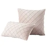 Velvet Cushion Cover Diamond Pleated Checked Home Decor Sofa Throw Pillow Case - Pink