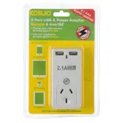 Korjo 2 Port USB Power Adaptor Europe & Aus