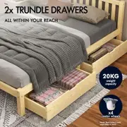 ALFORDSON 2x Storage Drawers Trundle for Wooden Bed Frame Base Timber Oak