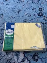 Pacific No-Iron Extra Strength Muslin Striped Standard Double Fitted Sheet VTG