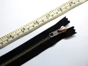 Zip, Zipper, Standard Puller, Closed End, Metal. YKK, Black, Strong, 45cm