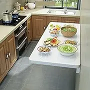 Folding Wall Mounted Desk for Home Office/Kitchen/Laundry Room/Garage/Basement Modern Design Computer Workstation Foldable Workbench Breakfast Bar Table