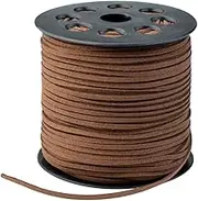 Wobe 100 Yards Suede Cord, Leather Cord 2.6mm x 1.5mm Suede Lace Faux Leather Cord with Roll Spool for Bracelet Necklace Beading DIY Handmade Crafts Thread (Coffee)