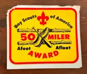 Boy Scouts BSA 50 Miler Award Afoot Afloat Sticker Decal Hiking Canoeing Vintage