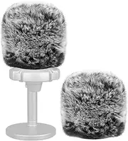 Geekria for Creators Furry Windscreen Compatible with FIFINE AmpliGame A6T, A6V, T669, T732, K669B, K780A, Mic DeadCat Wind Cover Muff, Windbuster, Windjammer, Fluff Cover Windshield (Grey 2 Pack)