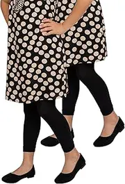 [looksy] 2 Pairs of Footless Tights for Girls Length 7/8 Essential Trousers for Everyday Choice Plain Colours Activewear for Children School Dance Ballet Sizes 3 to 12 Years