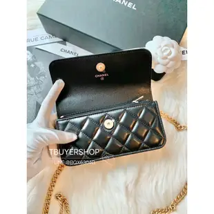 [Tbuyershop] 台灣現貨🍀 Chanel 山茶花調節 黑金 手機包 mini Woc