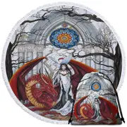 Cool Fantasy Art Wisdom the Dragon Queen Round Beach Towel