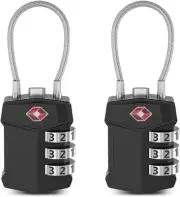 TSA Luggage Locks (2 Pack),Big Digit Easy Read Dials TSA Approved Cable Luggage