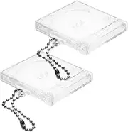 [Abaodam] 2pcs Acrylic Mini CD Case Keychain DIY Fan Charm Accessory Unique Pendant Keychain for Collectible Mini Souvenir Display for Personal Style
