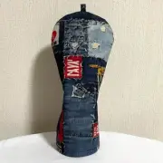 Golf Utility Head Cover Handmade Denim Patchwork Style H9.45" W4.3" Japan