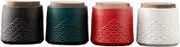 Decorative 4 Pcs Ceramic Tea Canister With Wooden Lid Household Chinese Kitchen Sealed Storage Jar Container
