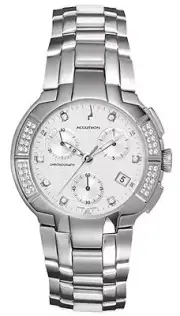 Bulova Accutron 26E05 York White Dial Diamond Stainless Steel Chrono Men's Watch