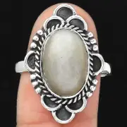 Natural Srilankan Moonstone 925 Sterling Silver Ring s.8 Jewelry R-1229