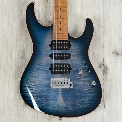 Suhr Modern Plus HSH Guitar, Roasted Maple Board, Faded Trans Whale Blue Burst