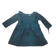 Carter's Baby 2 Pieces Dress And Bloomers Turquoise Gold Dots Set Size 9m