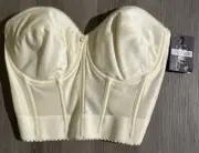 DOMINIQUE 6377 Noemi Backless Strapless Long Line Bridal Bustier 36DD Ivory Bra