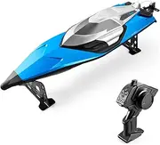 RC Boat Remote Control Boats 70km/h High 2.4GHz RC Boat Toy Adults Boys Proportional Throttle Capsize Reset Low Battery Alarm Blue Blue-1 Battery