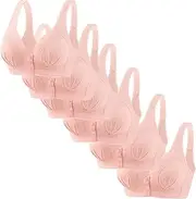 [Fanteecy] 6 Pack Snap Front Bra for Old Women Front Closure Sexy Lace Pull On Bralette Comfort Full Coverage Everyday Bra
