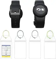 [GudCoaks] 2-Pack Princess Cruise Medallion Holder Accessories & 4-Pack Waterproof Cruise Luggage Tag - Zip Seal Pouch for Carnival Ocean Medallion (2023, 2024, 2025) with 4 Colors Steel Loops, Black/Black