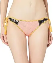 [Seafolly] Women's Crocket Tie Side Brazilian Coverage Bikini Bottom Swimsuit, Summer Chintz