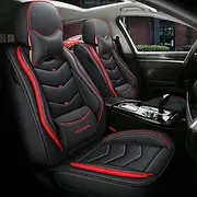 LCLCDZ Car Seat Covers Universal Set for Renault Koleos 1Gen (HY) 2009 2010 2011 2012 2013 2014 2015 2016 Car Accessories, Black/Red Luxury