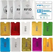 [LICOME] RFID Blocking Sleeves Set (10 Credit Card Holders & 4 Passport Protectors+2 4x3inches) -Credit Card Holder & Passport Holder -Identity Theft Protection -Slim RFID Wallet -Aluminum Foil Secure Sleeves