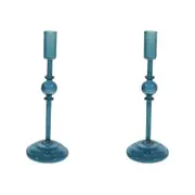 2PK Glass Mia 28cm Taper Stick Candle Holder Decor - Aegean