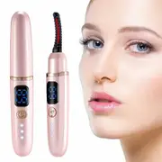 Heated Eyelash Curler,Electric Eyelash Curler,3 Temperature Modes,LED Display,USB Rechargeable,Color Pink