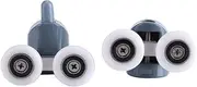Pack of 8 Shower Door Rollers Bathroom Glass Door Rollers Pulleys 4 Upper Rollers and 4 Bottom Rollers with The Screw and Cover Caps(Double Wheel)