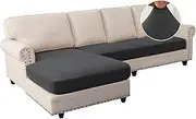 [Smarcute] Sofa Cover L Shape Velvet Couch Cover for Sectional Sofa Chaise Lounge Sofa Cover 2 Piece Sectional Couch Covers Stretch and Soft ofa Covers Washable (3 Seater + 1 Chaise, Gray)