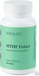 Natalist MTHF Folate 1000 mcg (L-5-MTHF) Supports Healthy Fertility & Pregnancy for Women - Daily Folate Supplement for Reproductive Health & Fetal Development - Vegan, Gluten-Free - 60 Tablets