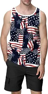 [color cosplayer] American Flag Men Workout Tank Top 4th of July Patriotic Tank Tops All Over Stars and Stripes Print Sport Sleeveless