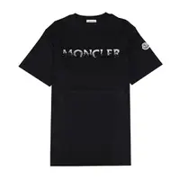 在飛比找momo購物網優惠-【MONCLER】亮片刺繡LOGO寬鬆圓領T恤(黑/女款)