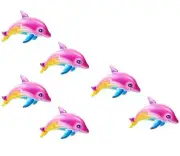 SIX 36" COLORFUL Rainbow Dolphin Inflates Pool Float Luau Beach Birthday Party