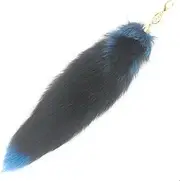 [Fosrion] Fluffy Colored Fox Tail Fur Cosplay Toy Handbag Accessories Key Chain Gift Present (Blue)