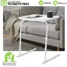 White Folding TV Tray Portable Sofa Bed Side Table Adjustable Height Laptop Desk