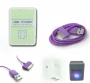 20 4 USB PORT AC WALL ADAPTER+6FT CABLE CHARGER SYNC PURPLE FOR IPHONE IPOD IPAD